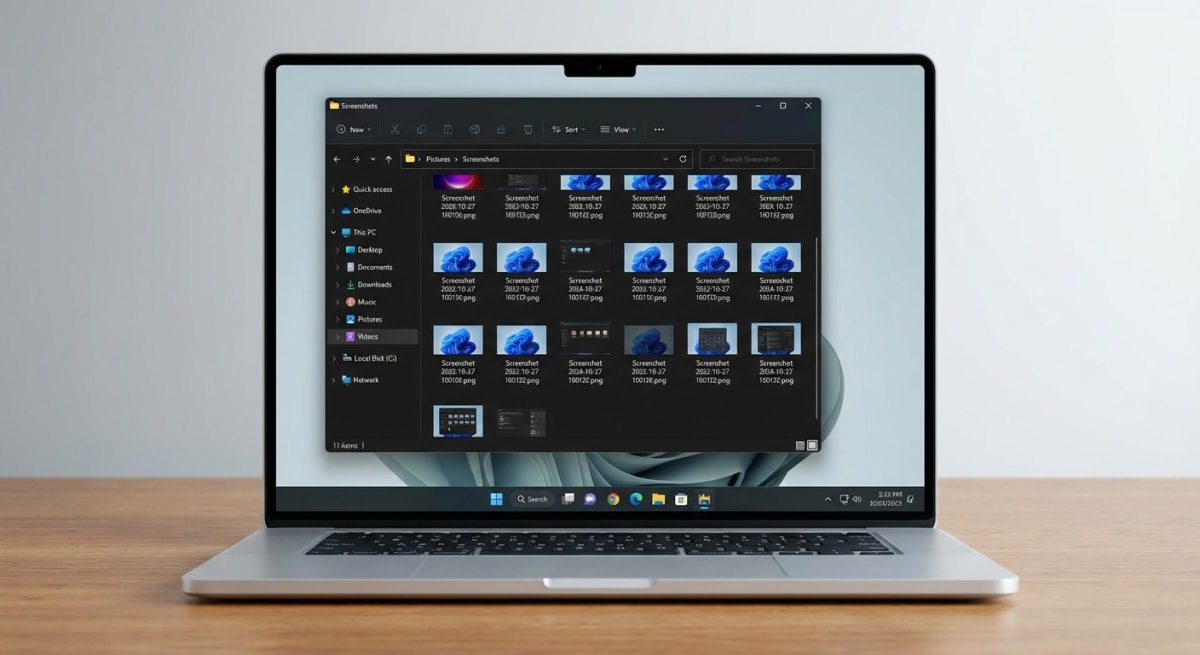 Windows-11-Datei-Explorer zeigt den Screenshots-Ordner