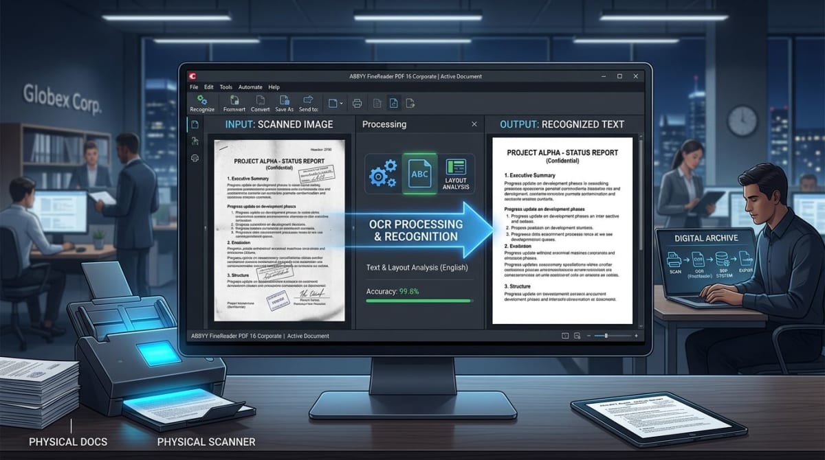 Professional OCR software scanning and reading documents