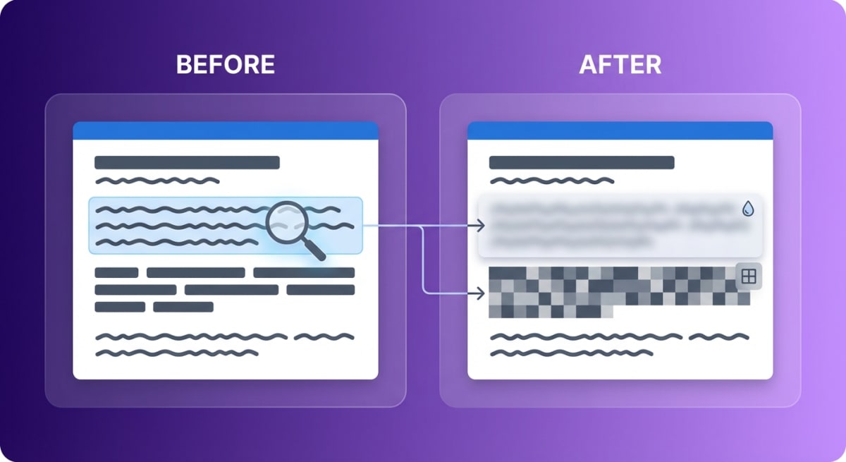 Blur and pixelate effects for sensitive data