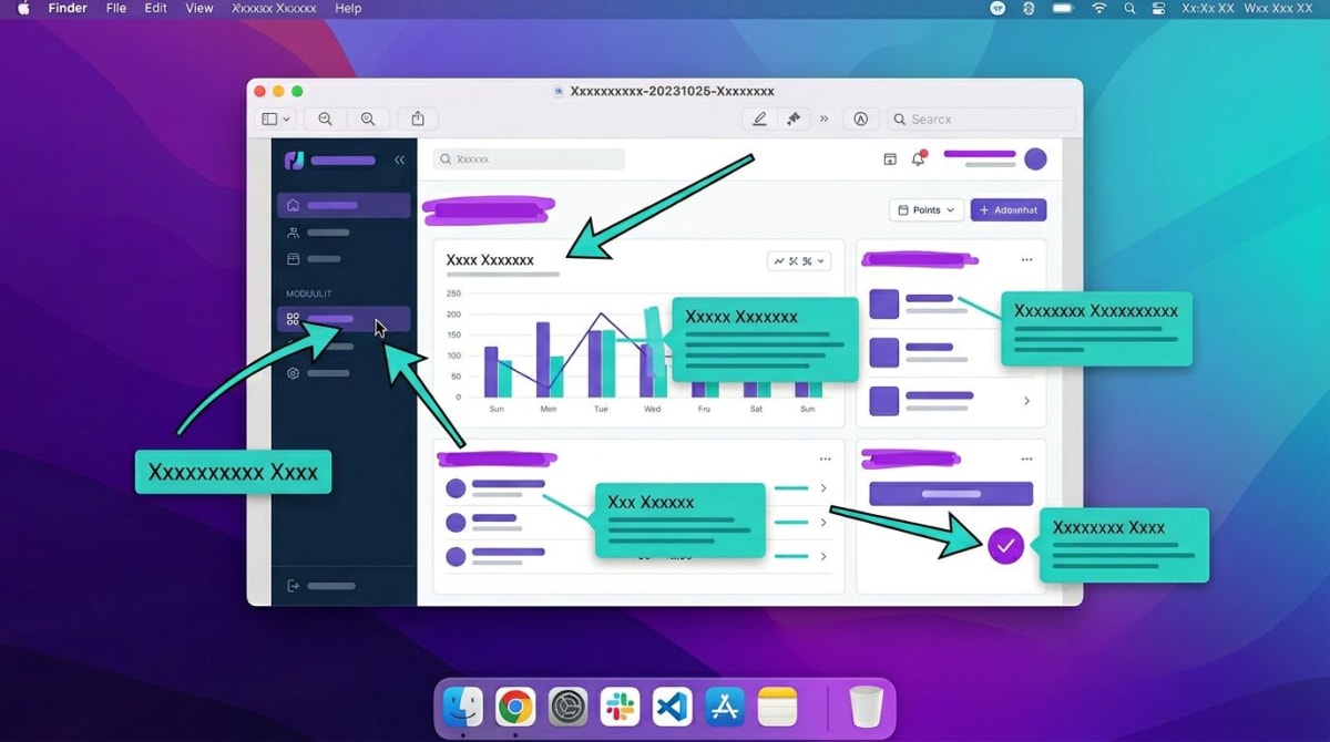 Screenshot annotation workflow with arrows and highlights for a LinkedIn post