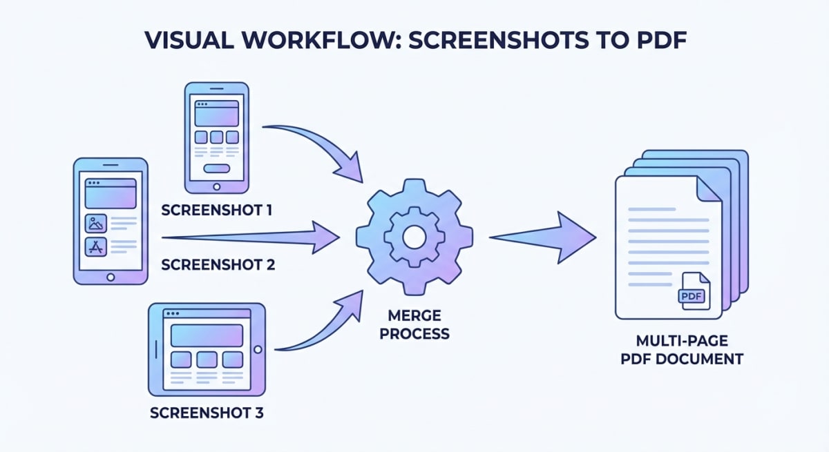 Combining multiple screenshots into one PDF