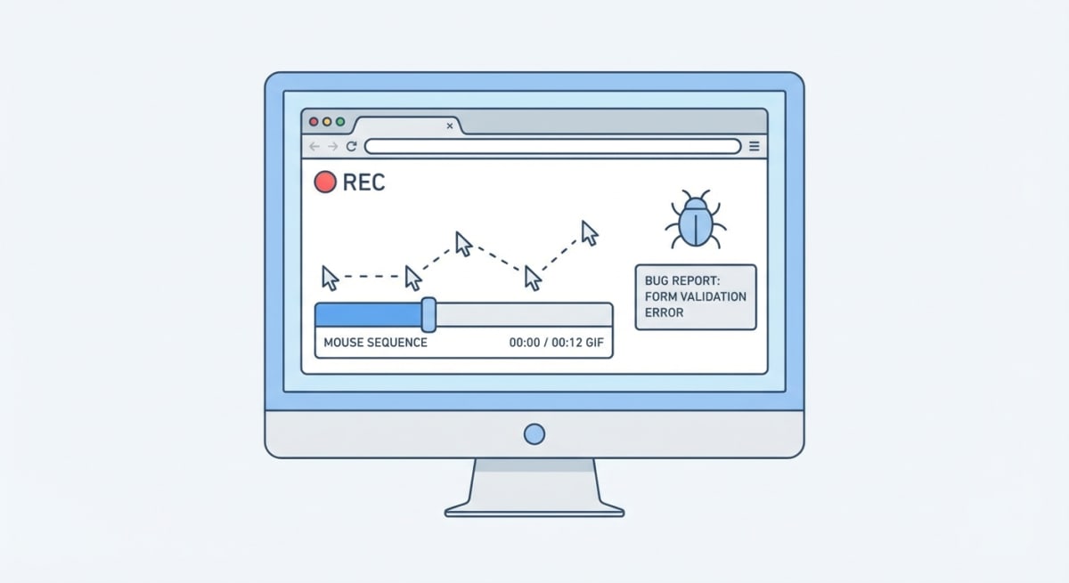 Screen showing GIF recording interface for capturing dynamic bug behavior