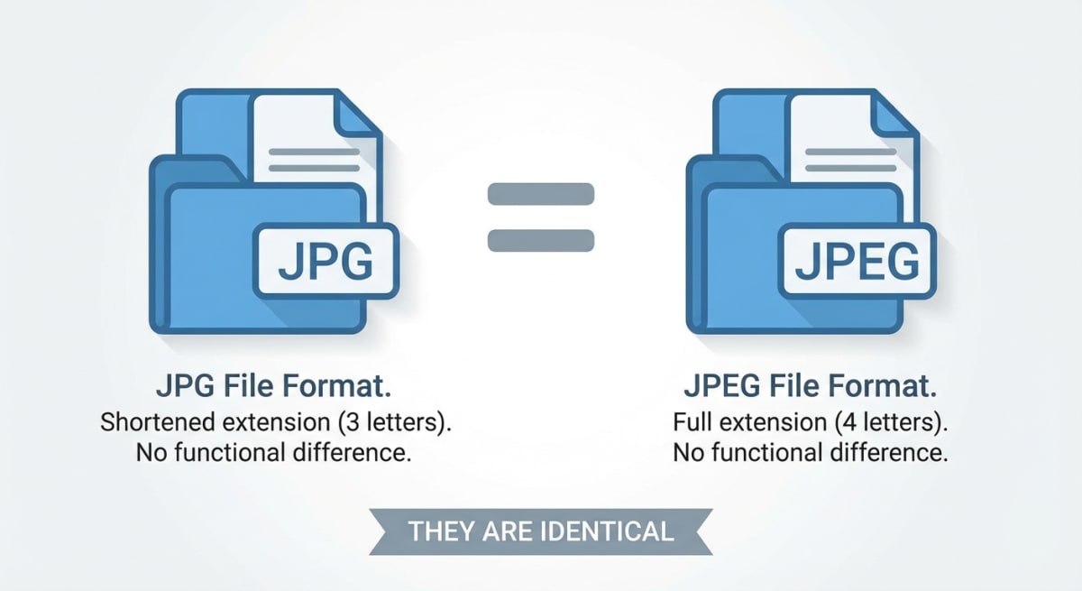 JPG vs JPEG comparison showing they are the same format