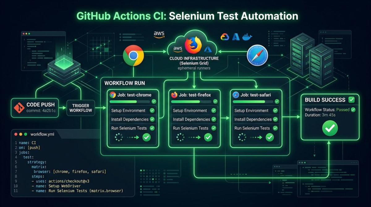 GitHub Actions führt Selenium-Tests mit Chrome und Firefox aus