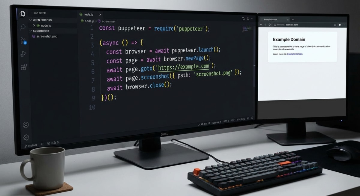 Code example for a screenshot API call