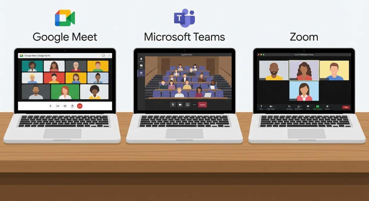 Comparison of Zoom, Meet, and Teams