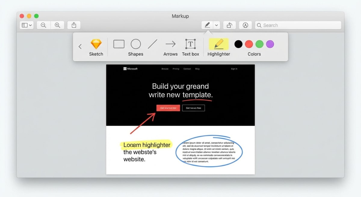 Preview app markup toolbar with annotation tools