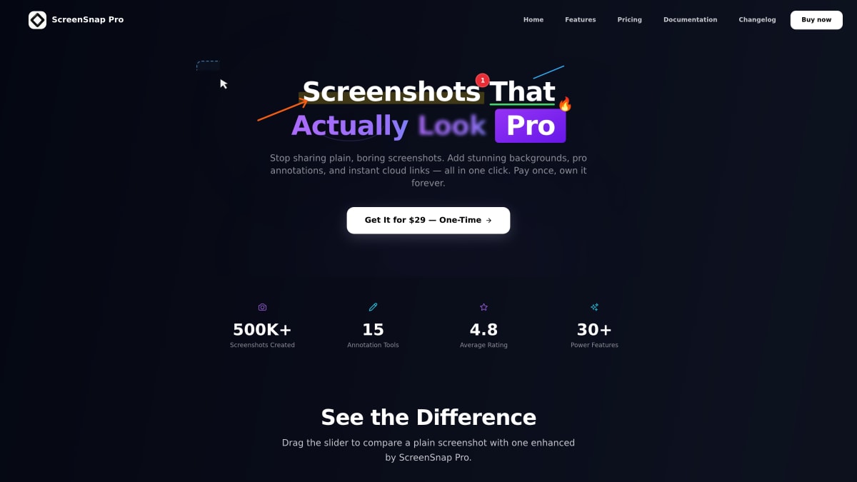 ScreenSnap Pro screenshot tool for Mac homepage