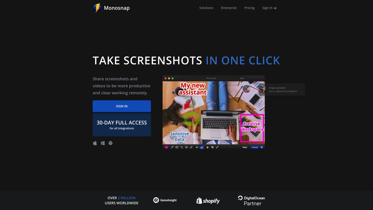 Monosnap screen capture tool homepage