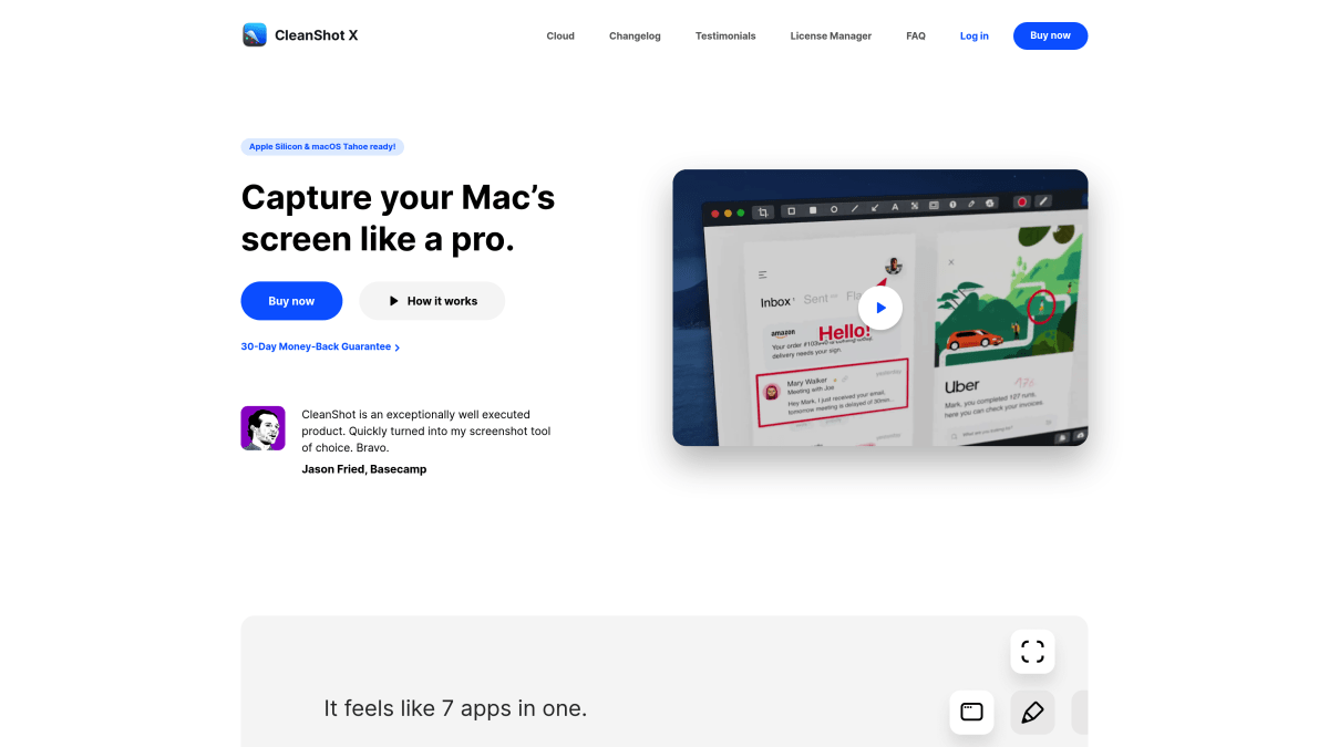 CleanShot X screenshot tool for Mac homepage