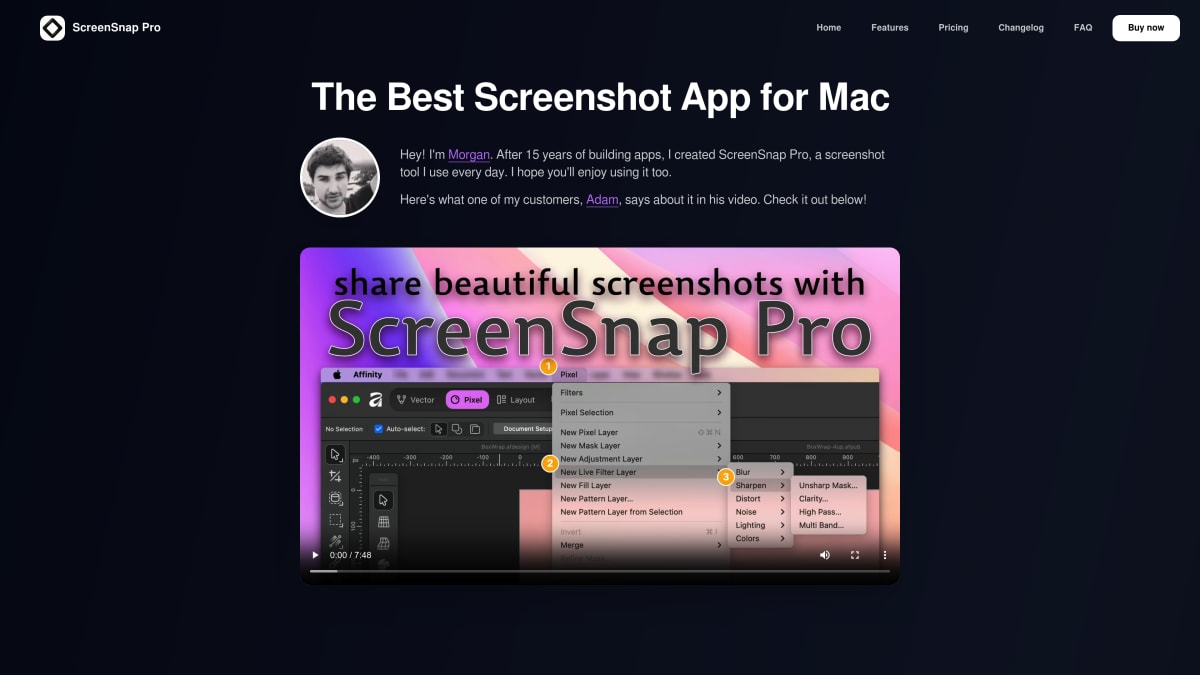 ScreenSnap Pro homepage - the best CleanShot X alternative for Mac