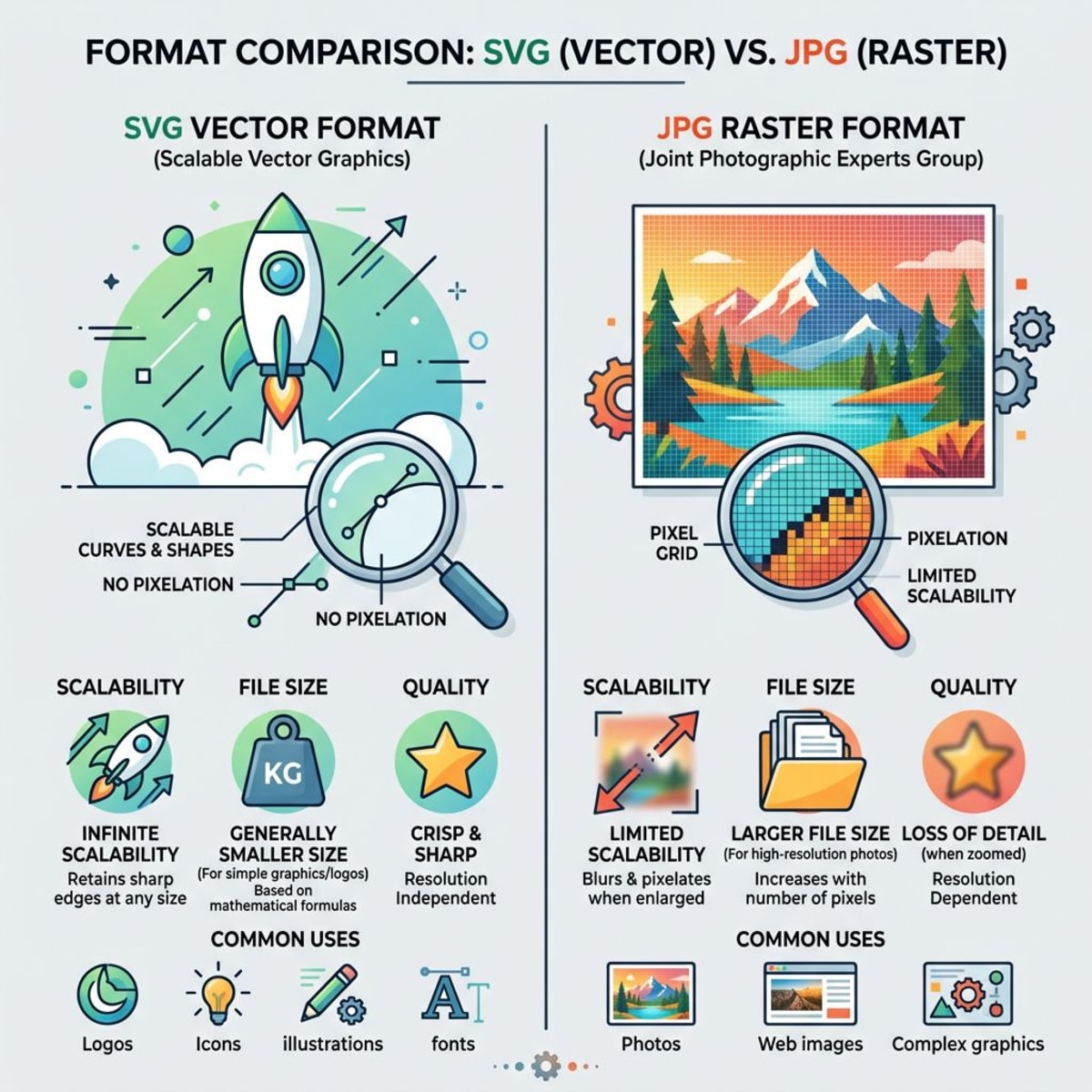 Side by side comparison of SVG vector format versus JPG raster format