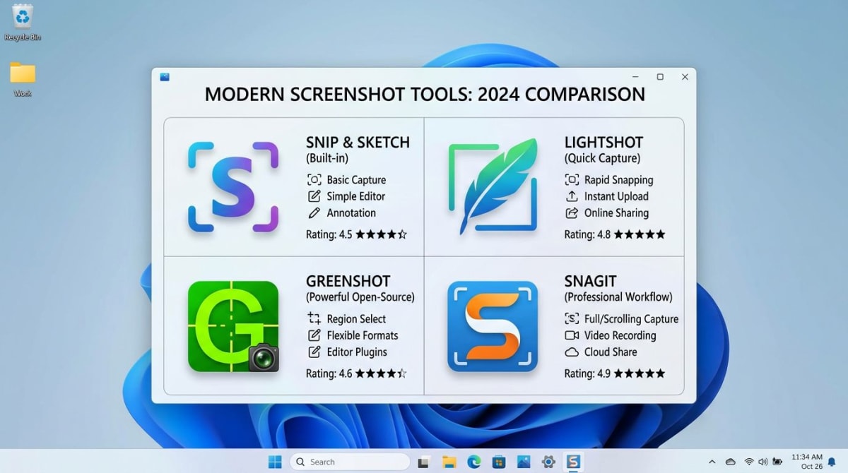 Four screenshot tool alternatives for Windows users