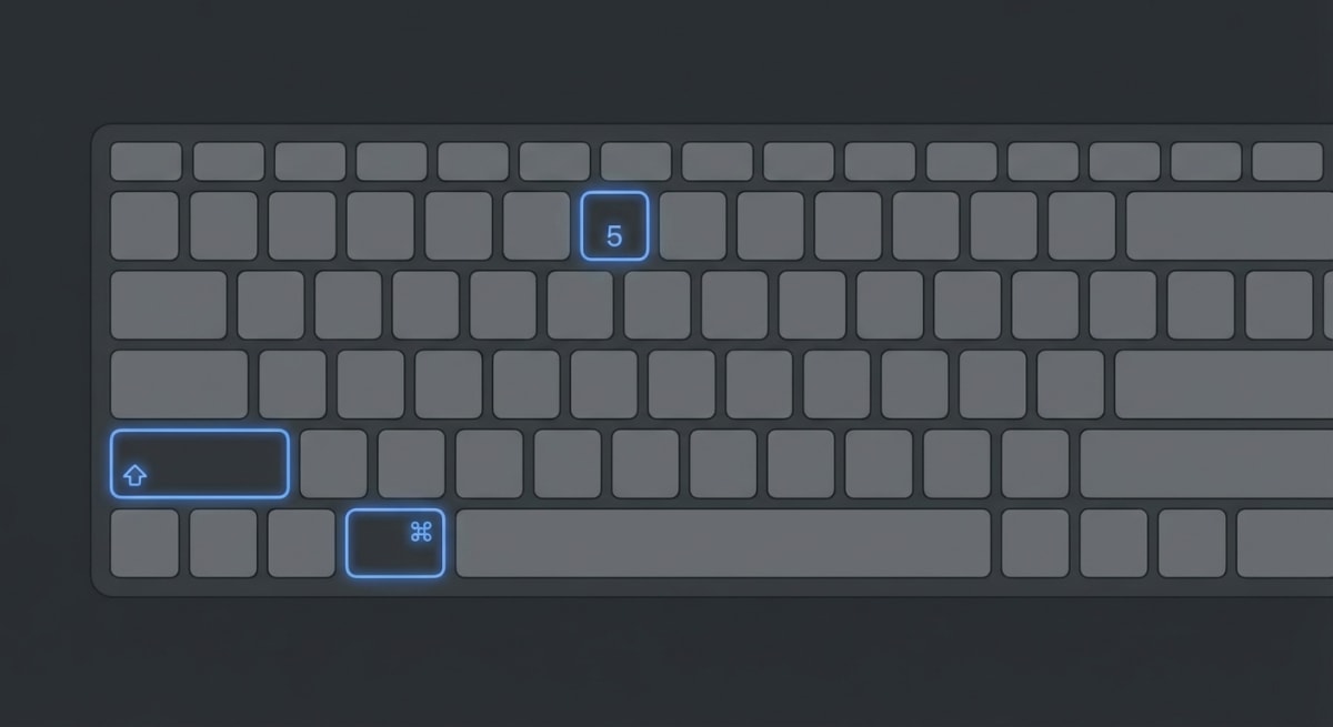 Command Shift 5 keyboard shortcut highlighted on Mac keyboard