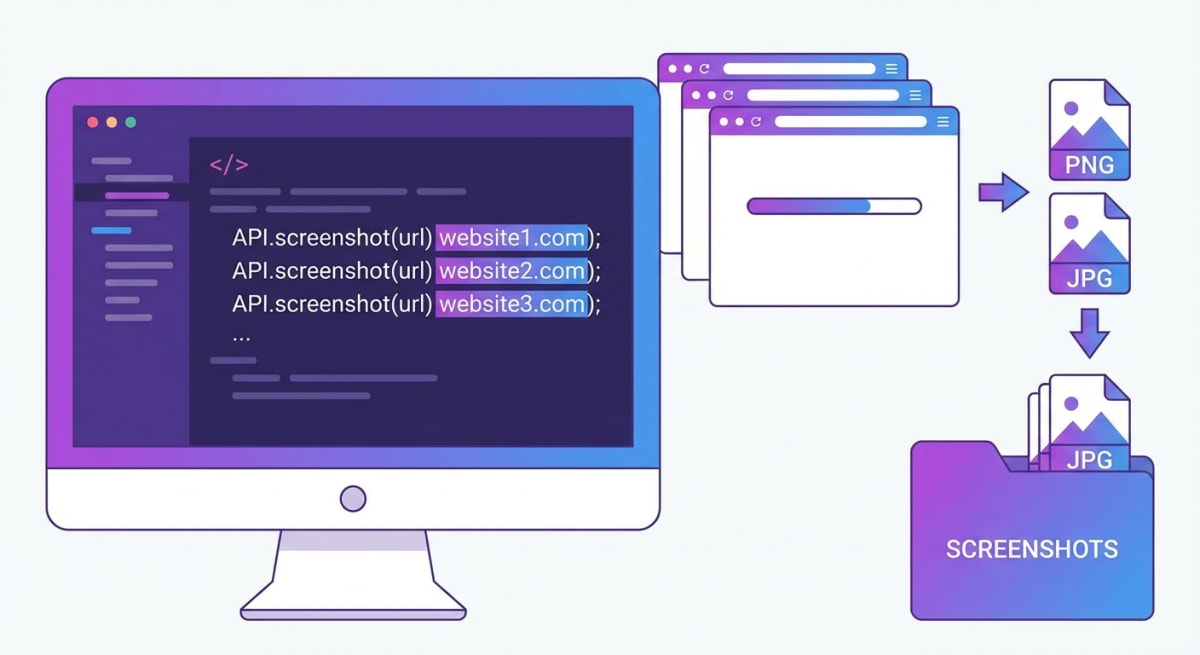 Developer workflow for capturing website screenshots with APIs
