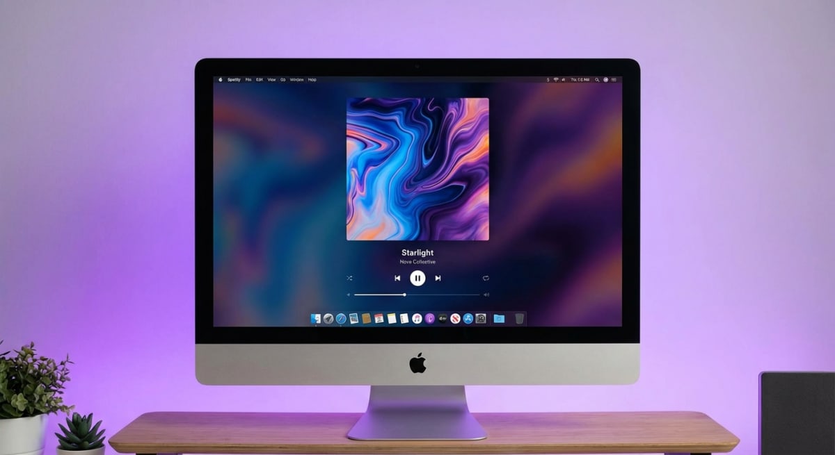 Spotify Now Playing screen on Mac desktop
