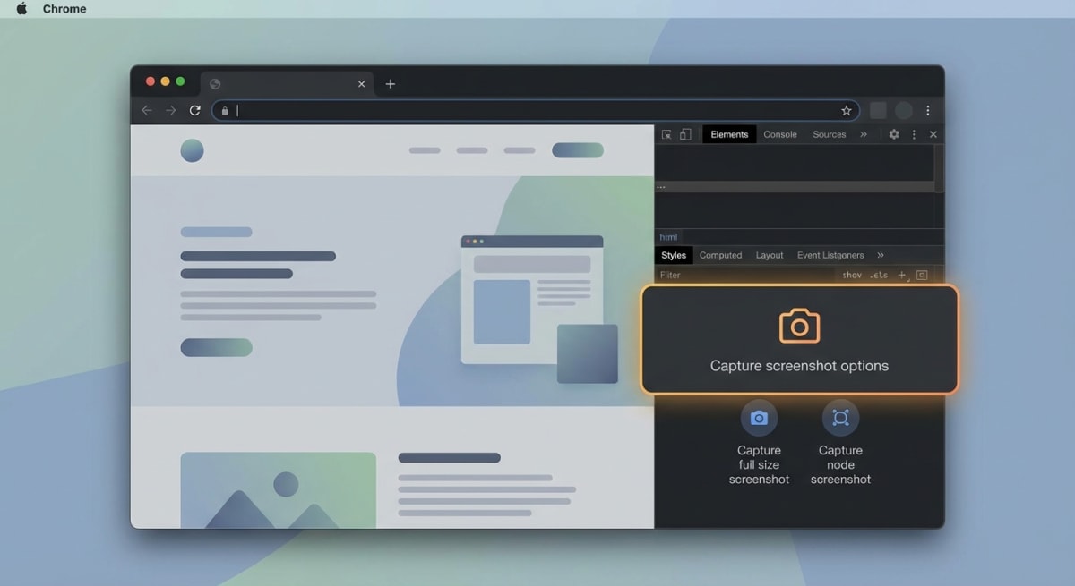 Chrome DevTools screenshot capture options