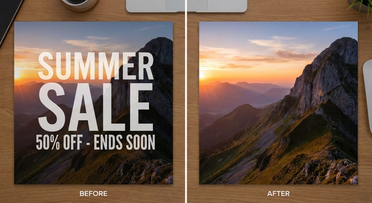 Before and after watermark removal example