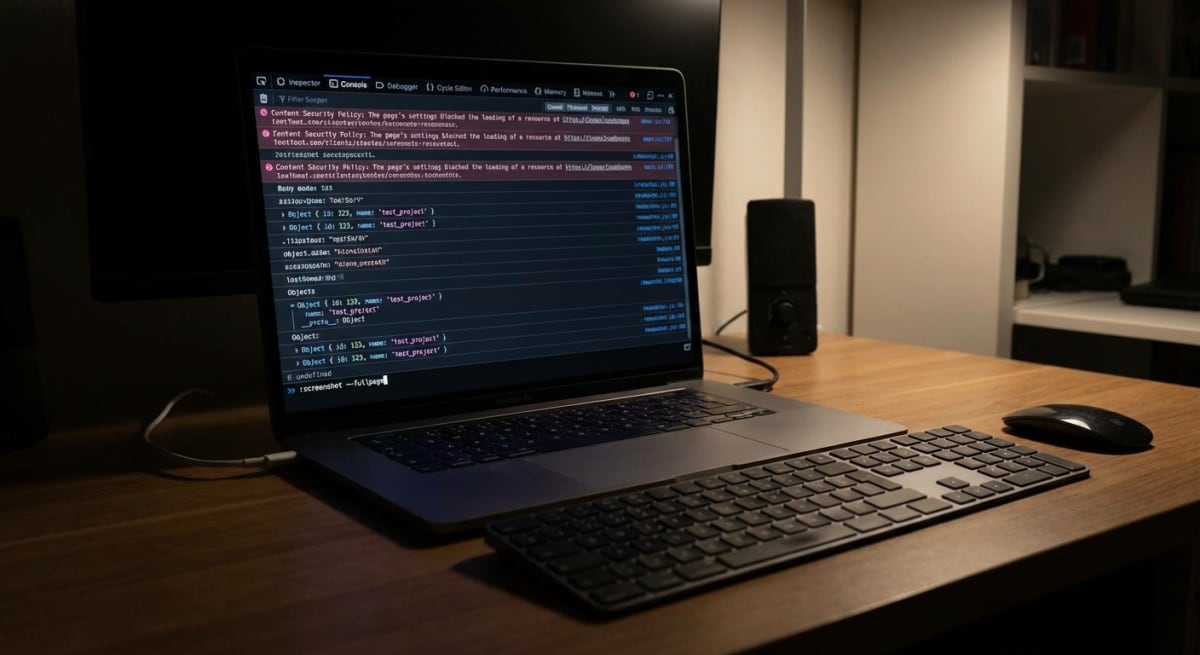 Firefox Developer Tools console with screenshot command