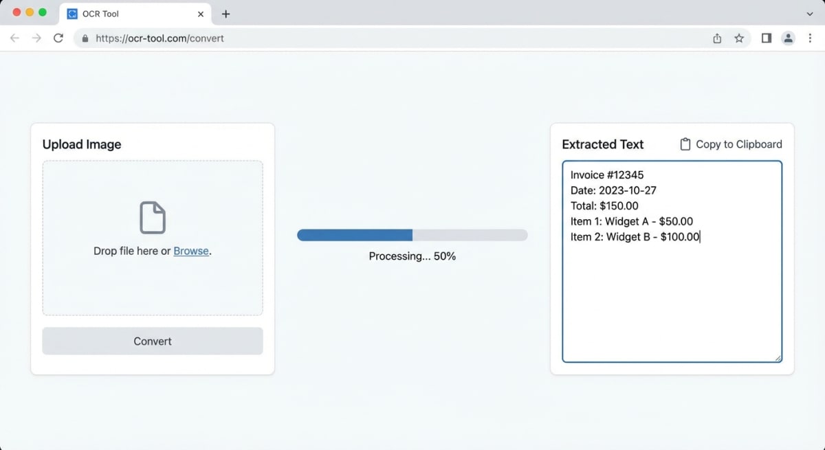 Online OCR converter interface