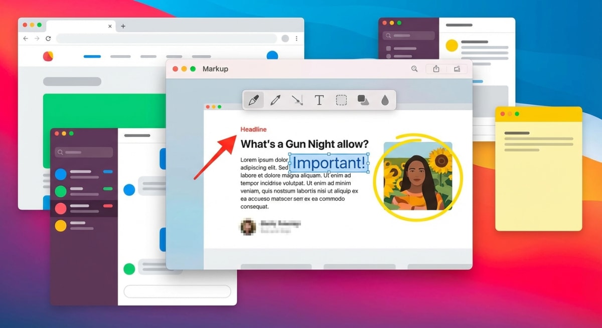 Markup tools for annotating screenshots and images