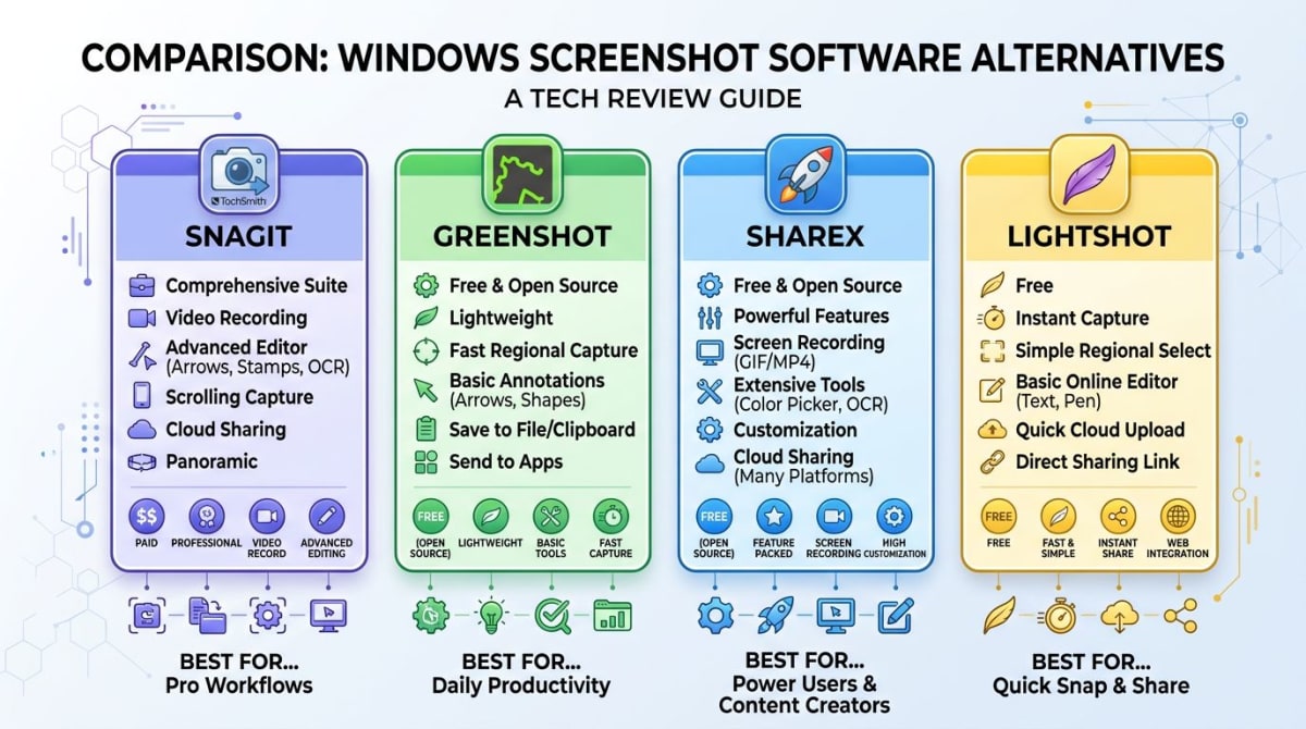 PicPick-Alternativen Vergleich für Windows-Screenshot-Tools