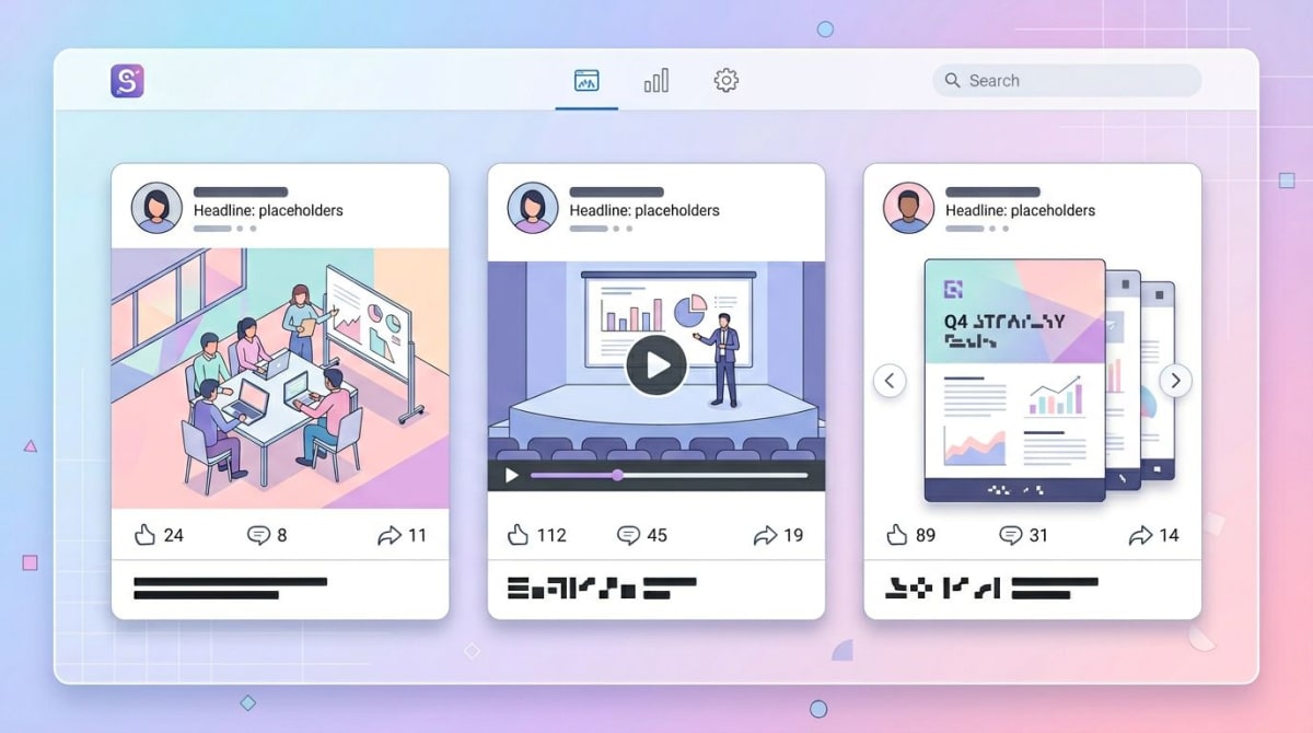 LinkedIn single image post versus video post versus document carousel comparison