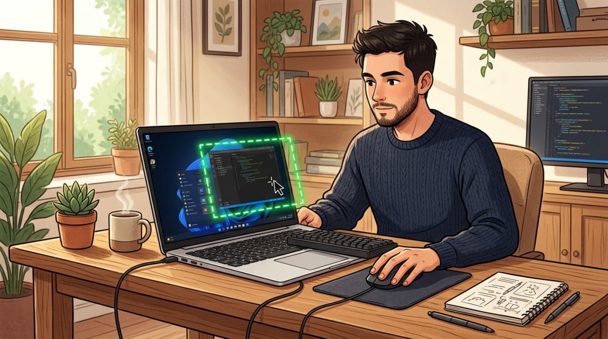Greenshot-Editor mit Anmerkungswerkzeugen auf Windows-Laptop
