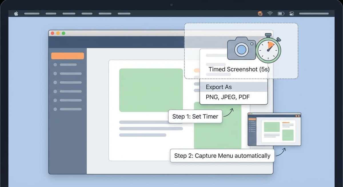 Use case: capturing dropdown menus with timed screenshots