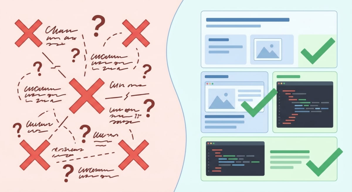 Comparison of good versus bad bug reports showing the difference in clarity and detail