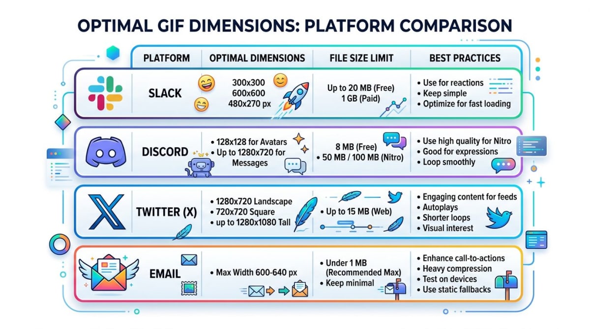 Optimal GIF dimensions for different platforms