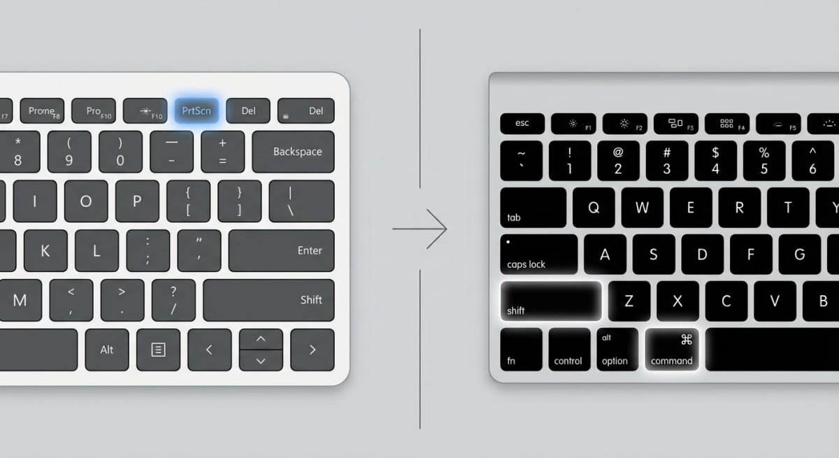 Comparison of Windows Print Screen versus Mac screenshot shortcuts