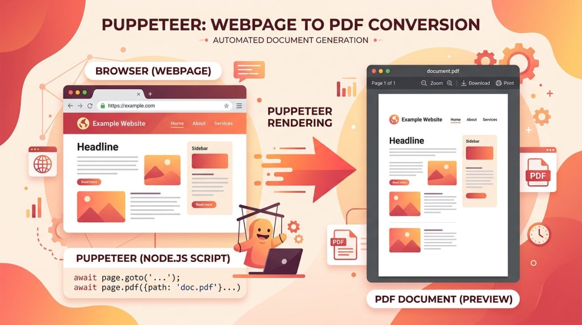 Puppeteer rendert eine Webseite zu einem A4 PDF-Dokument