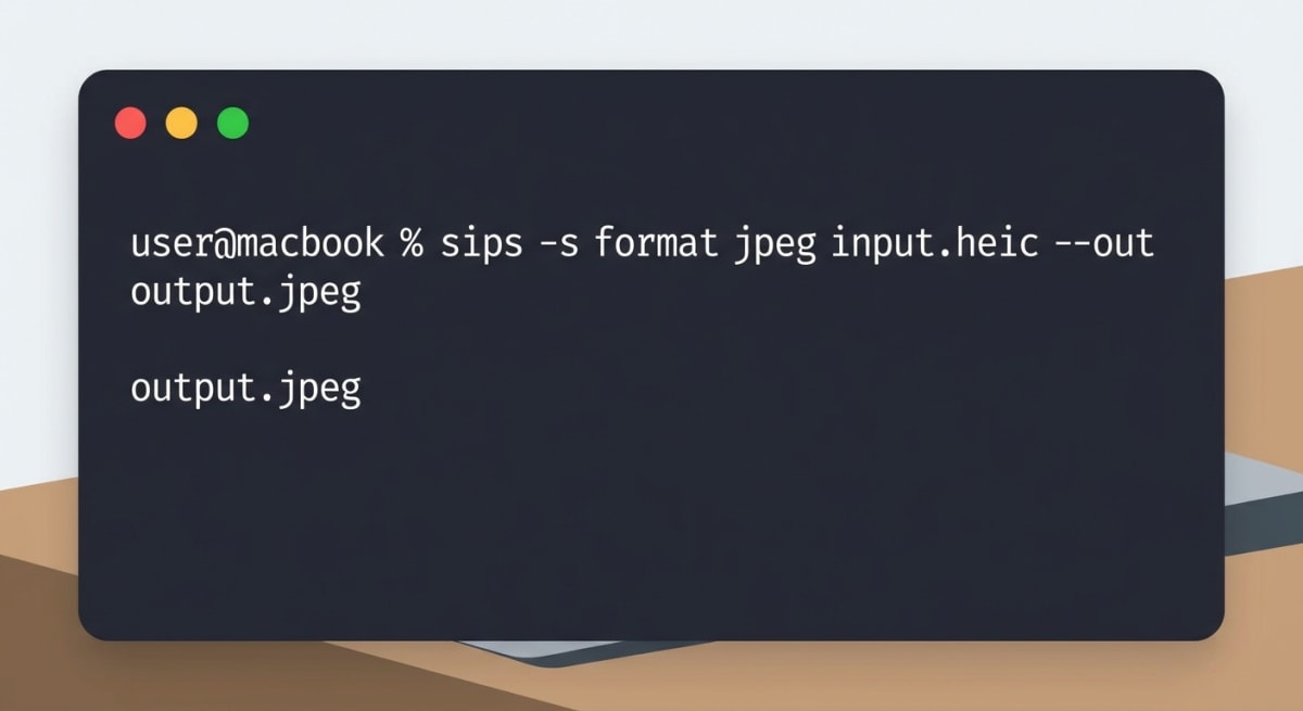 Using the sips command in Terminal to convert HEIC files to JPEG