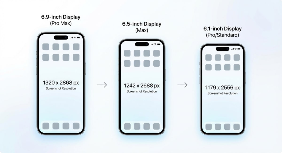 iPhone screenshot sizes comparison chart