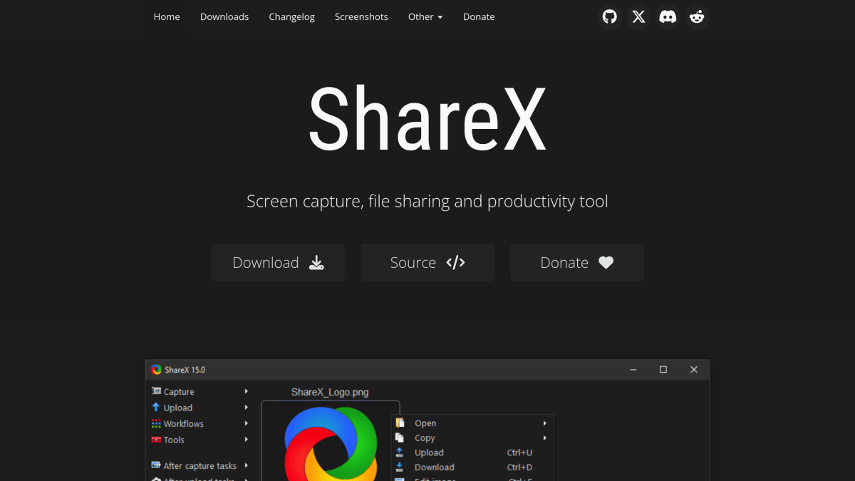 ShareX interface