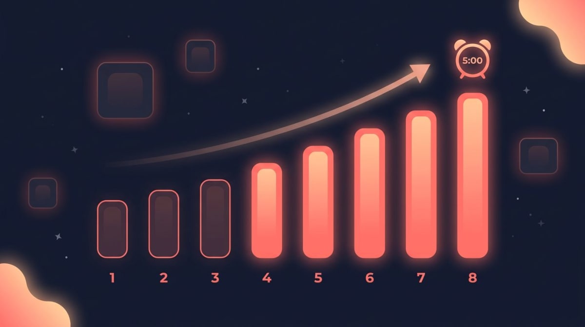 Eight-week stepped progression chart for shifting to a 5am wake time