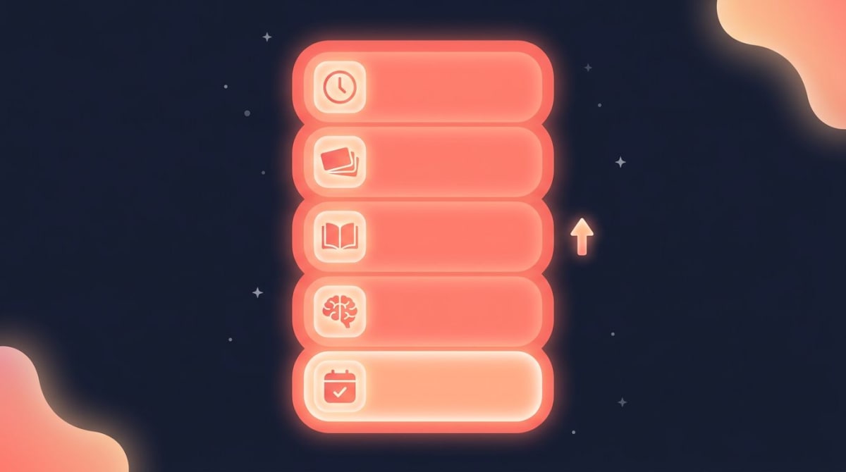 Five habit chains stacked for a study routine