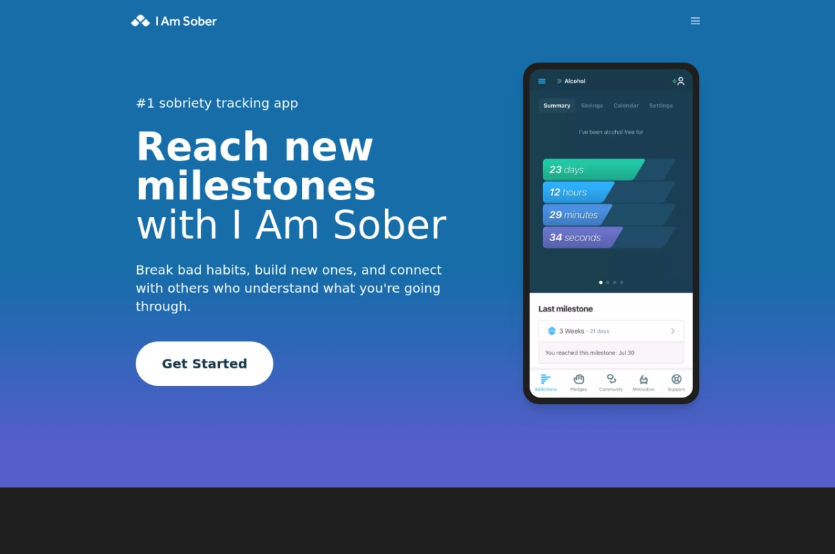 I Am Sober website screenshot
