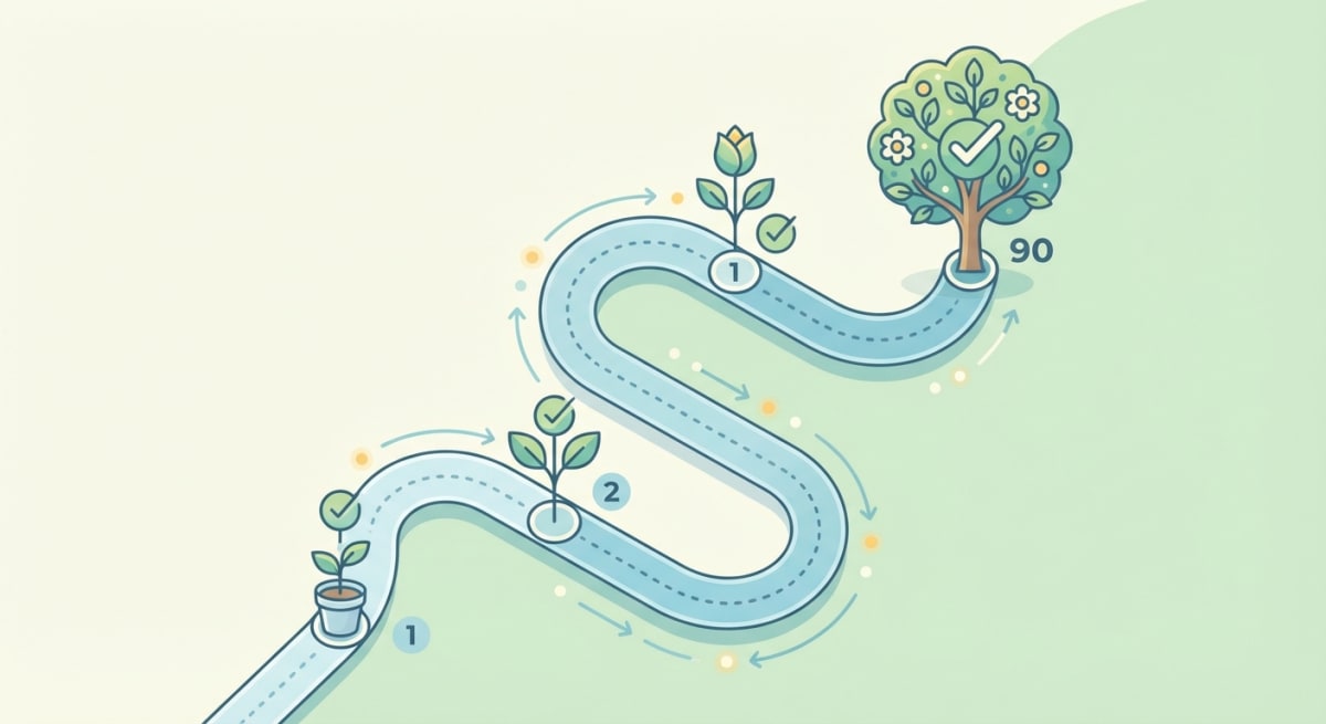 90-day new hire onboarding roadmap with milestones