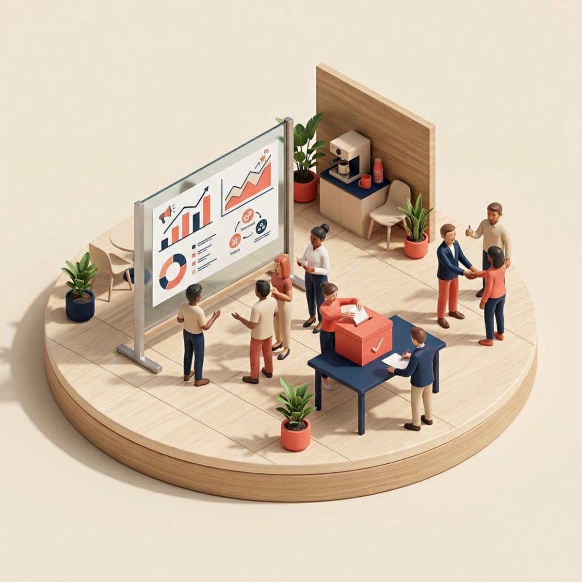 Team reviewing culture metrics and survey results on a shared dashboard