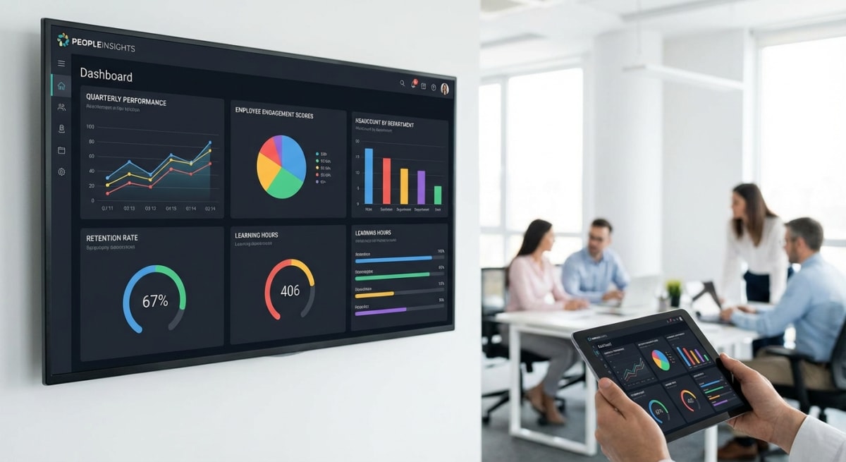 HR technology dashboard showing performance analytics