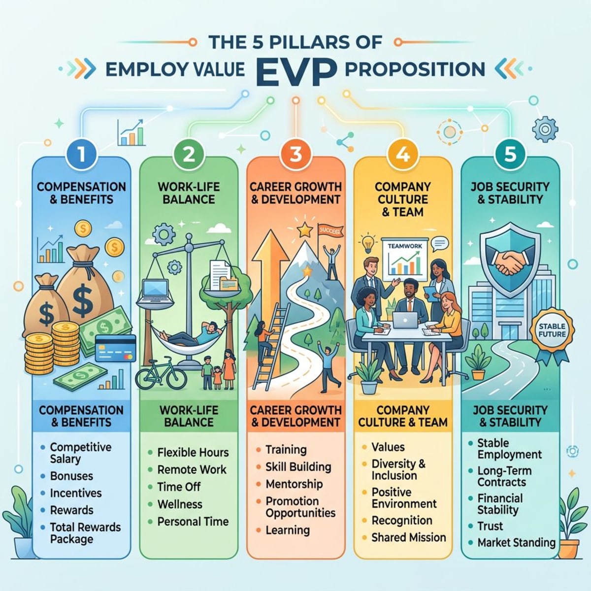 The Five Pillars of Employee Value Proposition
