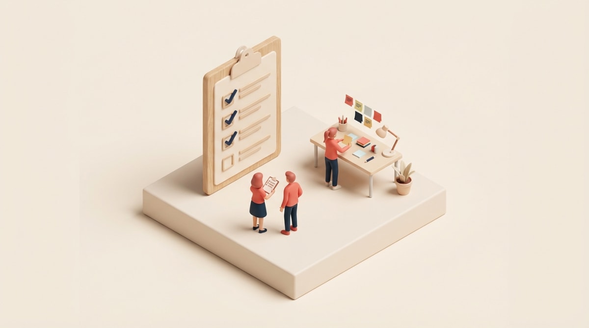 Checklist and organized workspace for best practices