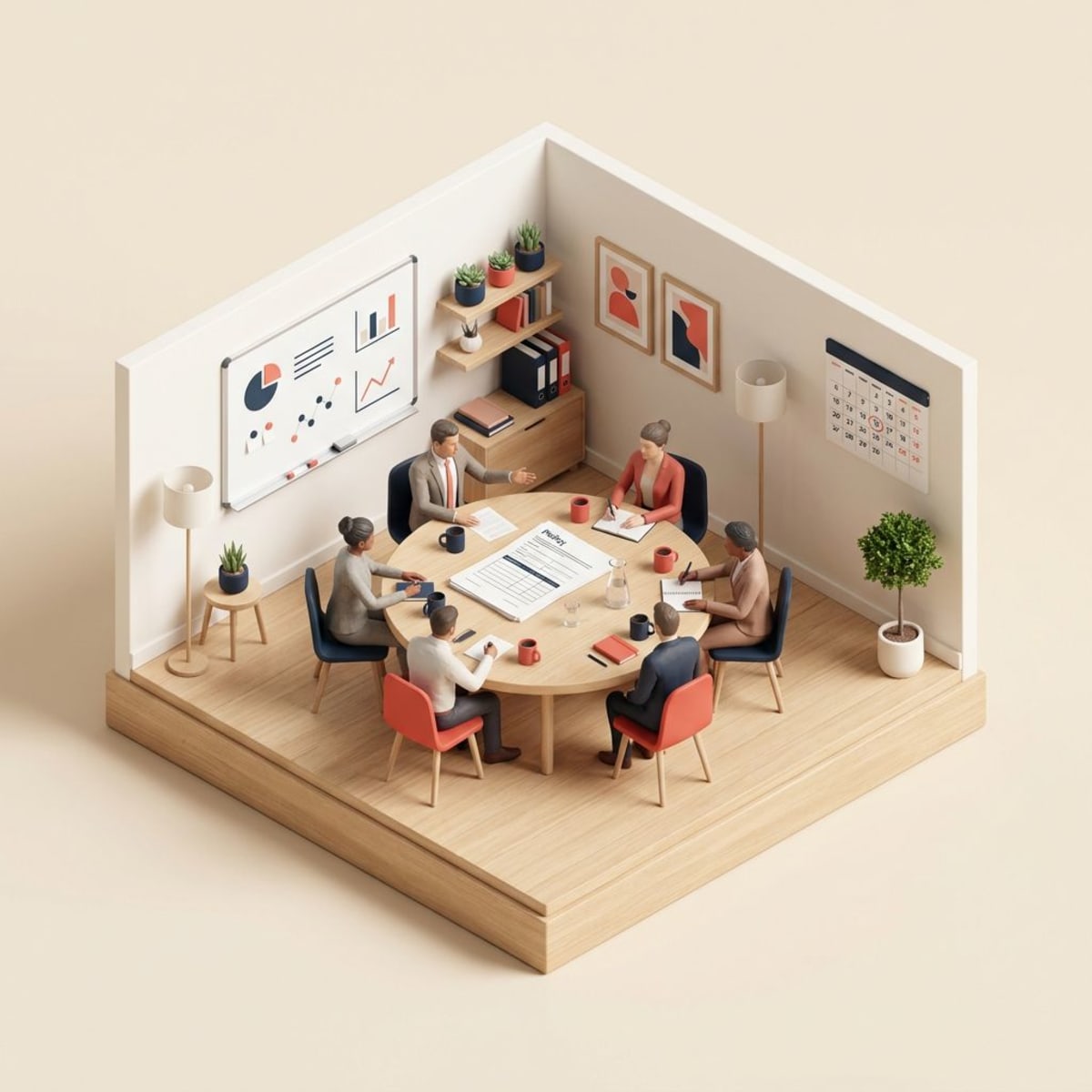 Team meeting to discuss merit increase policy