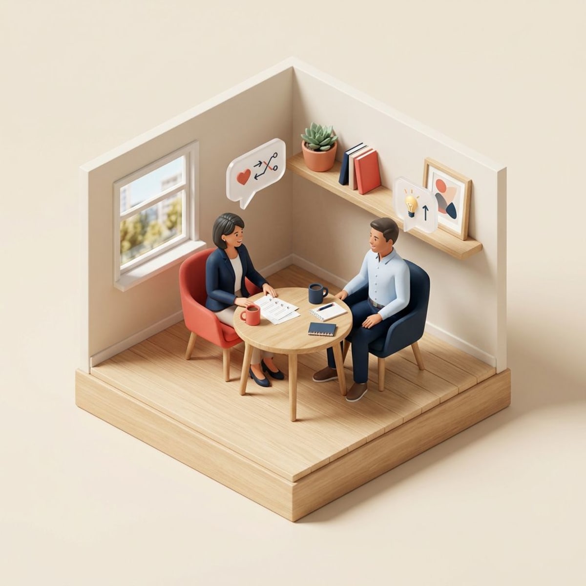 Manager and employee having a productive one-on-one feedback session