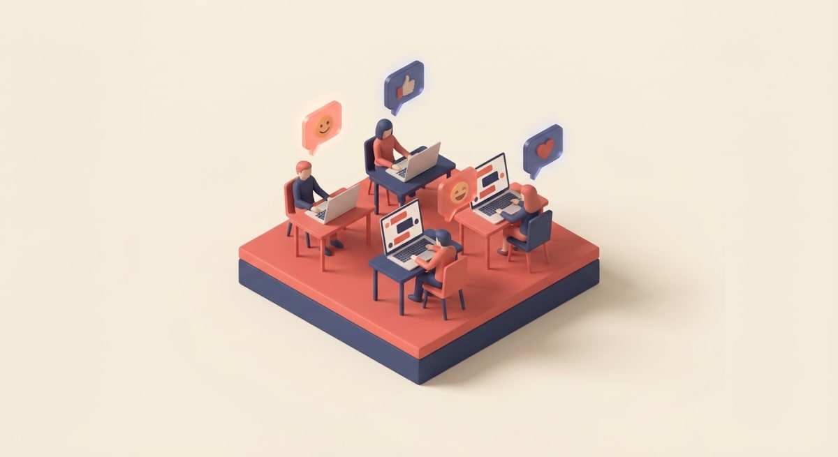 Team communicating through messaging platforms