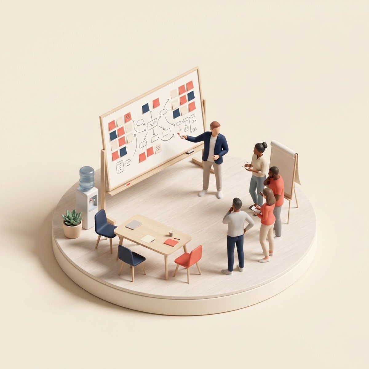 Team collaborating on action plans from engagement survey results