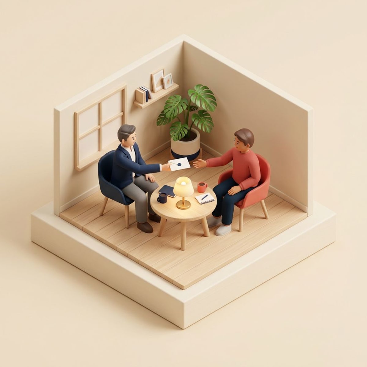 Manager communicating merit increase to an employee