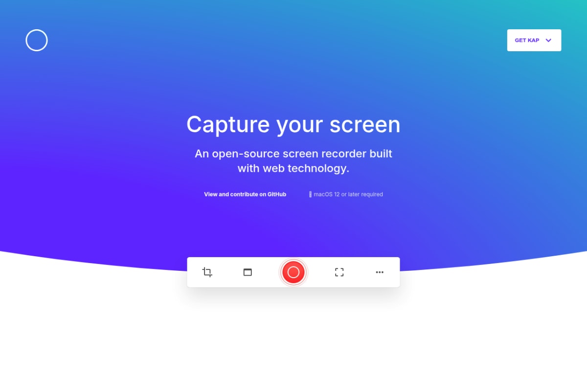 Kap homepage — free open source screen recorder for Mac with GIF export